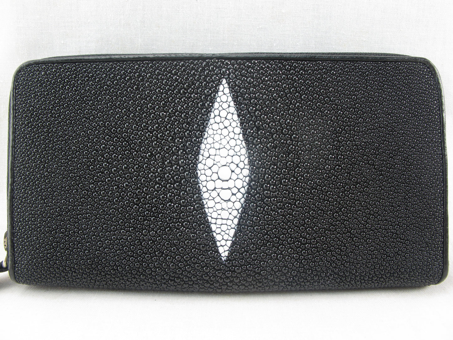 Genuine Stingray Skin Leather Zip Around Clutch Wallet Purse