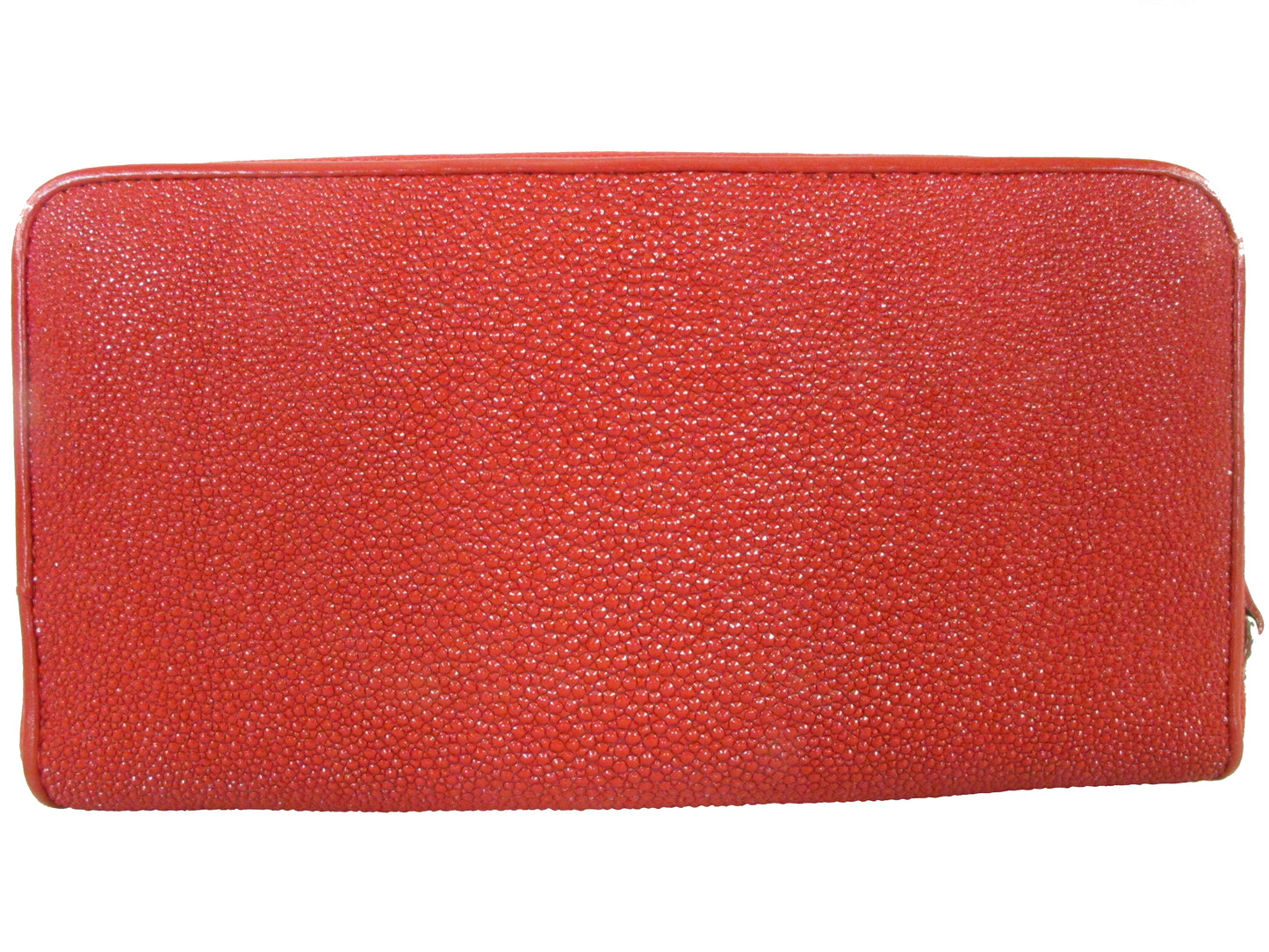 Genuine Stingray Skin Leather Zip Around Clutch Wallet Purse