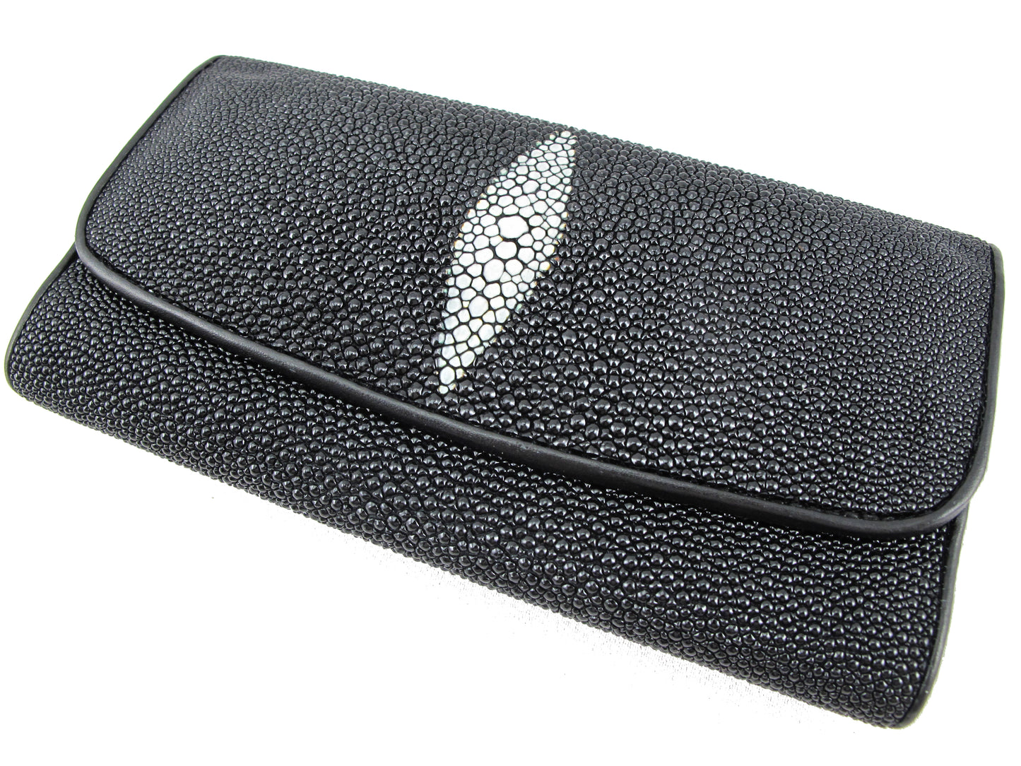 Genuine Stingray Skin Leather Women's Trifold Clutch Wallet Purse