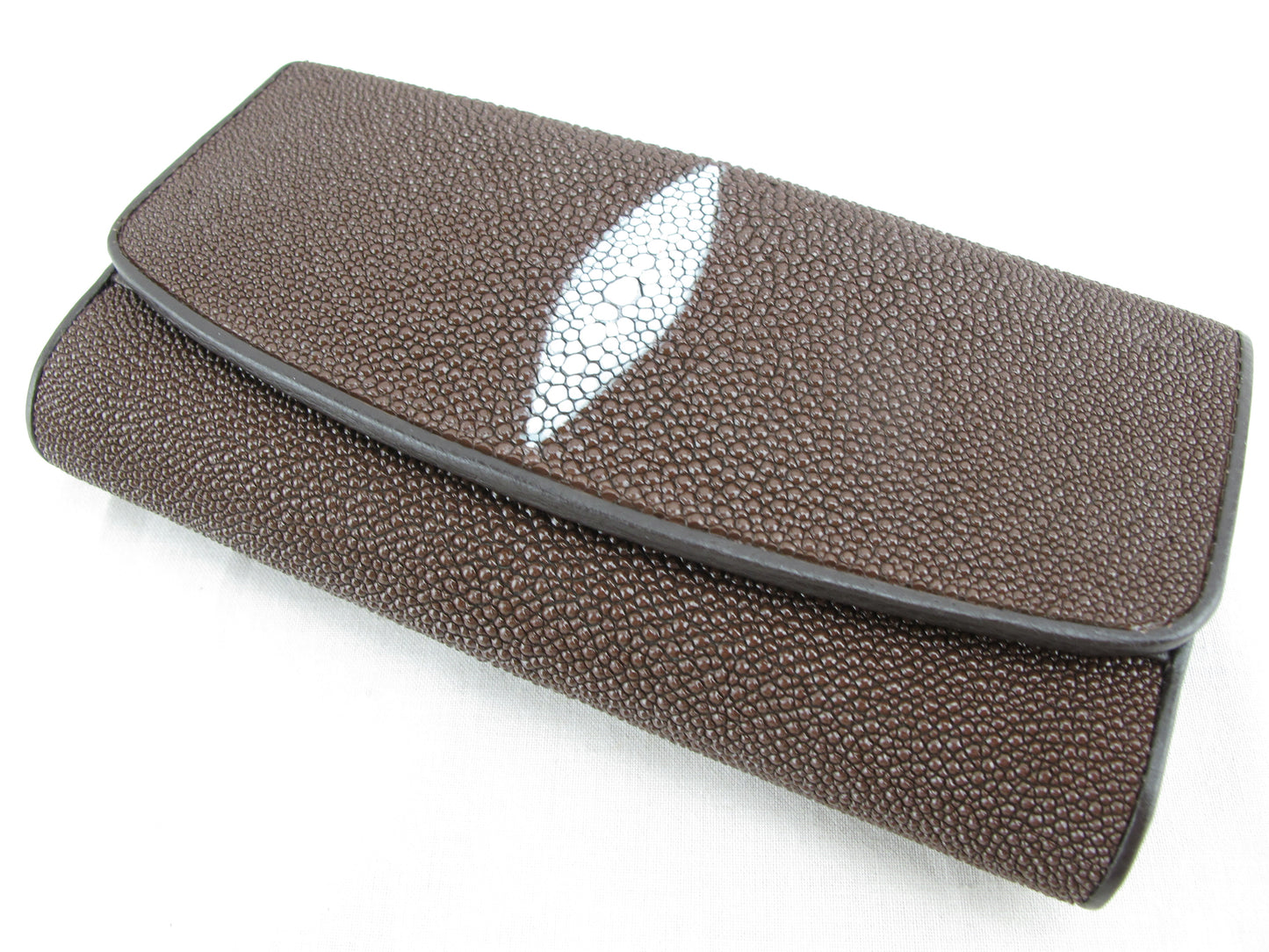 Genuine Stingray Skin Leather Women's Trifold Clutch Wallet Purse