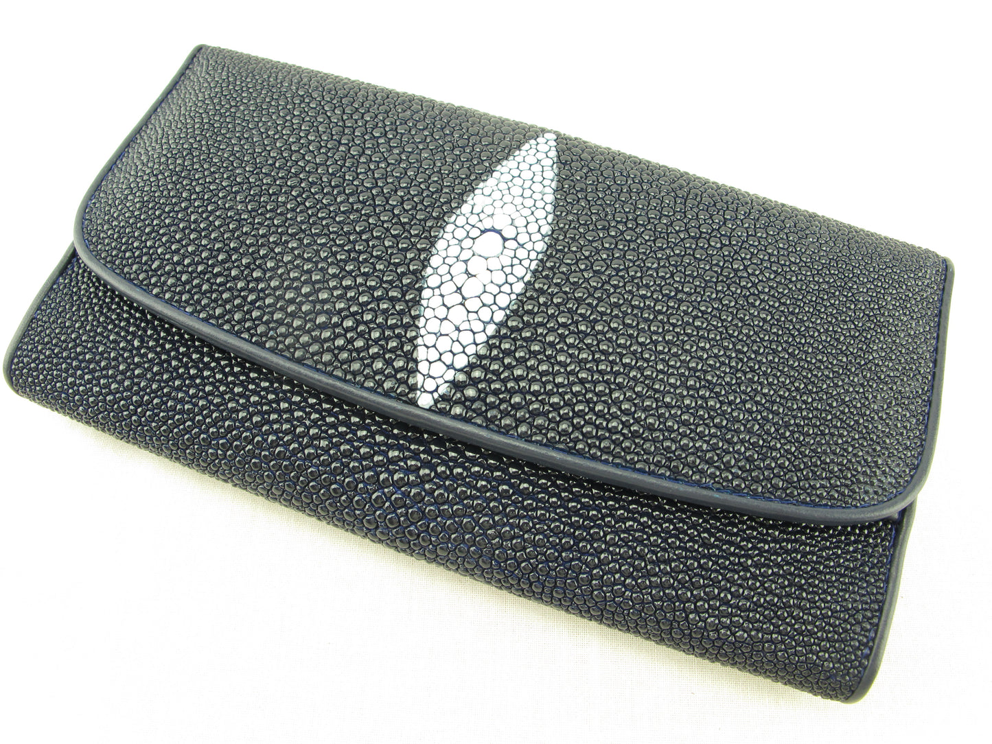 Genuine Stingray Skin Leather Women's Trifold Clutch Wallet Purse