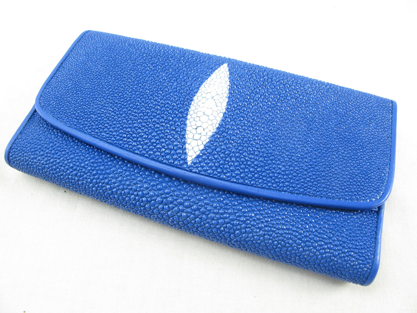 Genuine Stingray Skin Leather Women's Trifold Clutch Wallet Purse