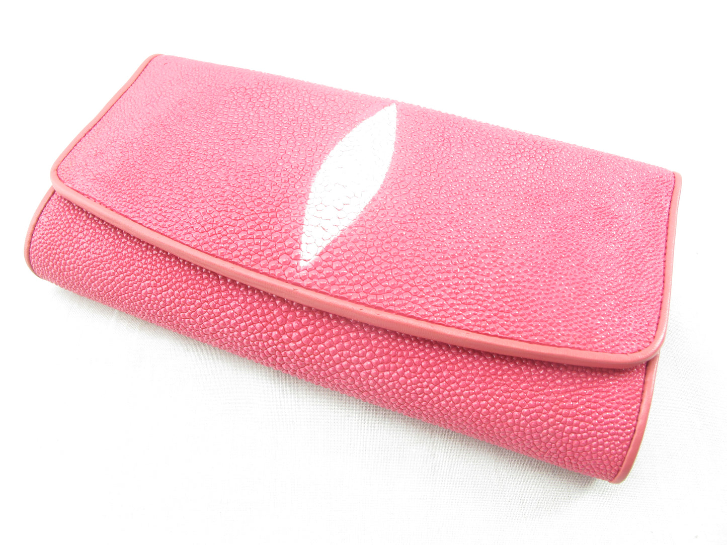 Genuine Stingray Skin Leather Women's Trifold Clutch Wallet Purse