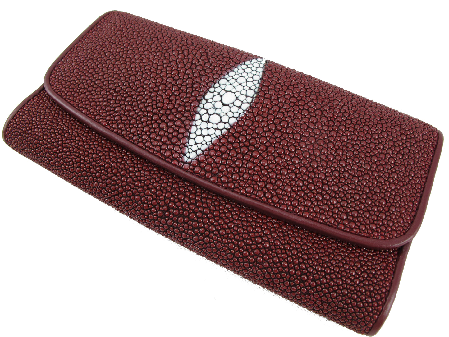 Genuine Stingray Skin Leather Women's Trifold Clutch Wallet Purse