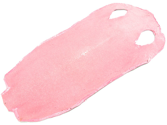 Genuine Polished Stingray Skin Leather Hide Pelt Long Shape Pink