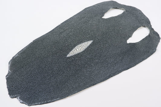 Genuine Stingray Skin Leather Round Shape Hide Pelt Traffic Grey