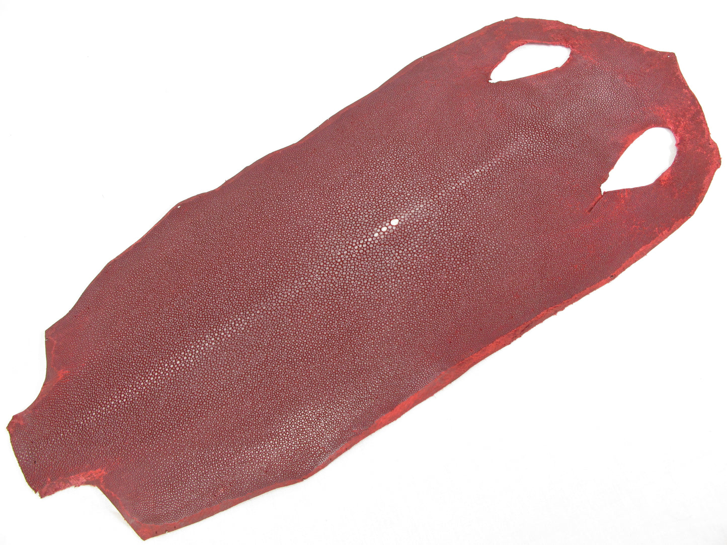 Genuine Polished Stingray Skin Leather Hide Pelt Long Shape Red
