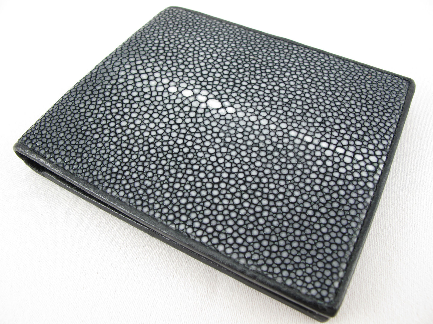 Genuine Polished Stingray Skin Leather Soft & Slim Bifold Wallet