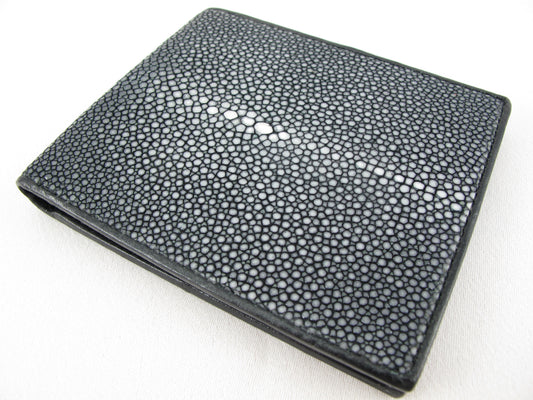Genuine Polished Stingray Skin Leather Soft & Slim Bifold Wallet