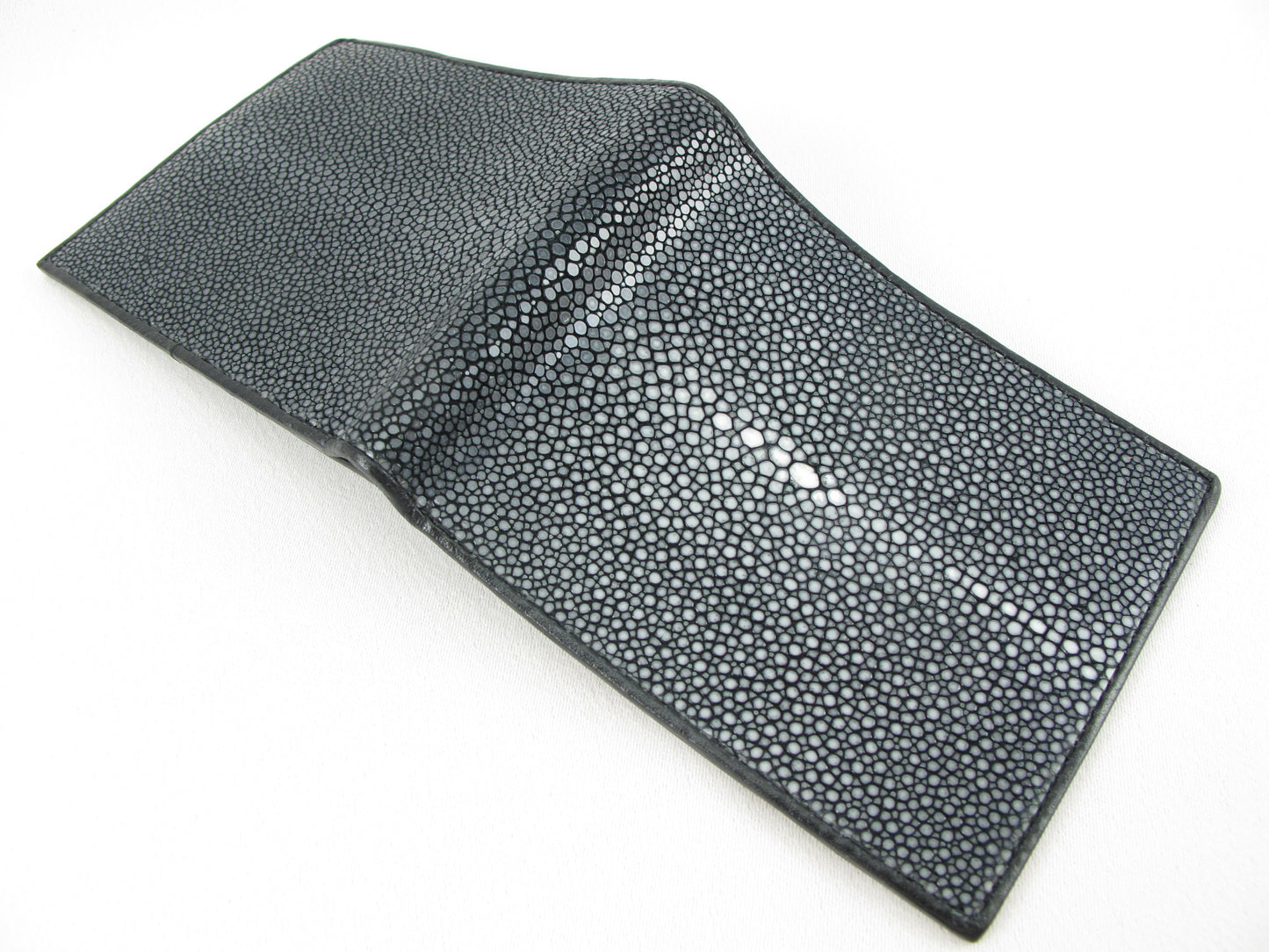 Genuine Polished Stingray Skin Leather Soft & Slim Bifold Wallet