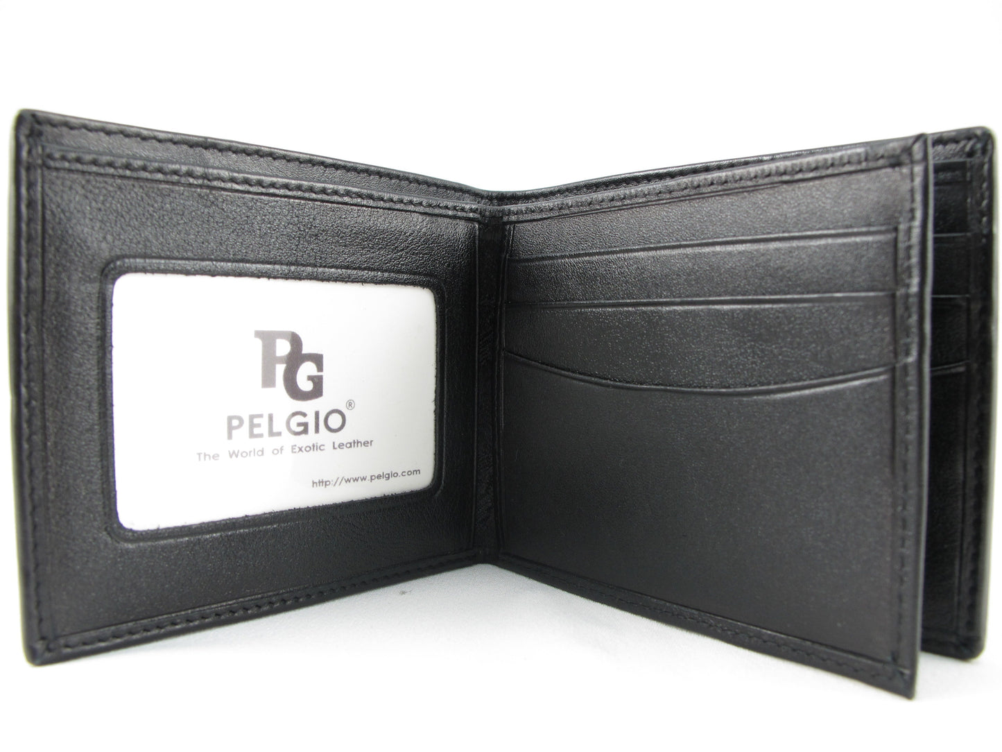 Genuine Stingray Skin Leather Double Stripe Bifold Wallet