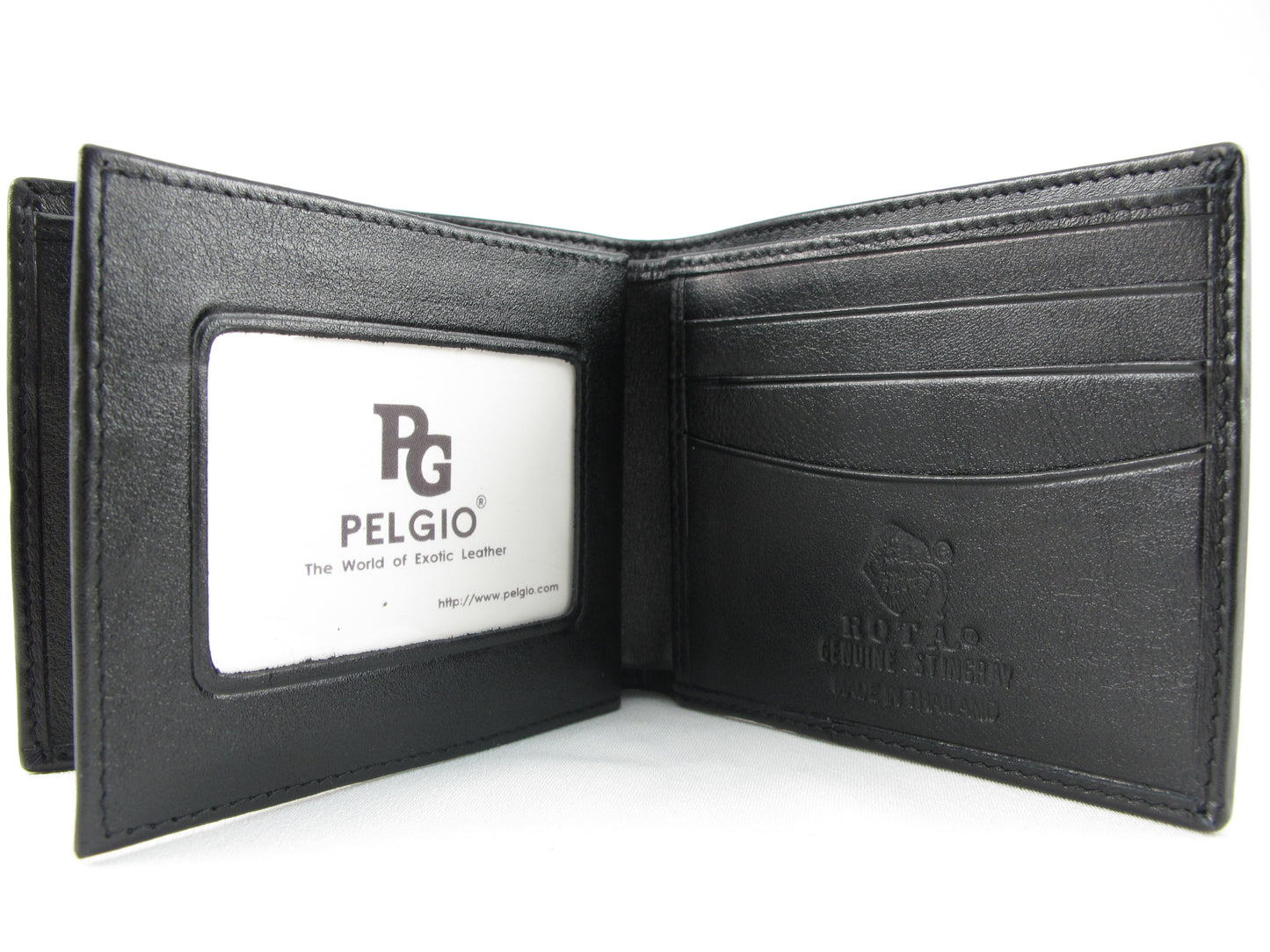 Genuine Polished Stingray Skin Leather Soft & Slim Bifold Wallet