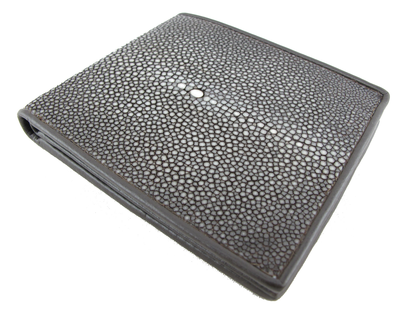 Genuine Polished Stingray Skin Leather Soft & Slim Bifold Wallet