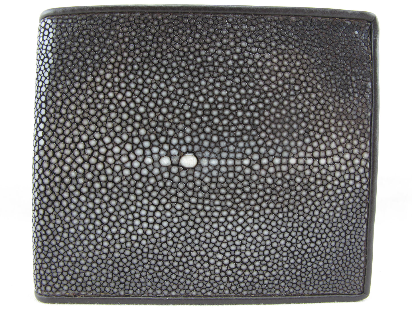 Genuine Polished Stingray Skin Leather Soft & Slim Bifold Wallet