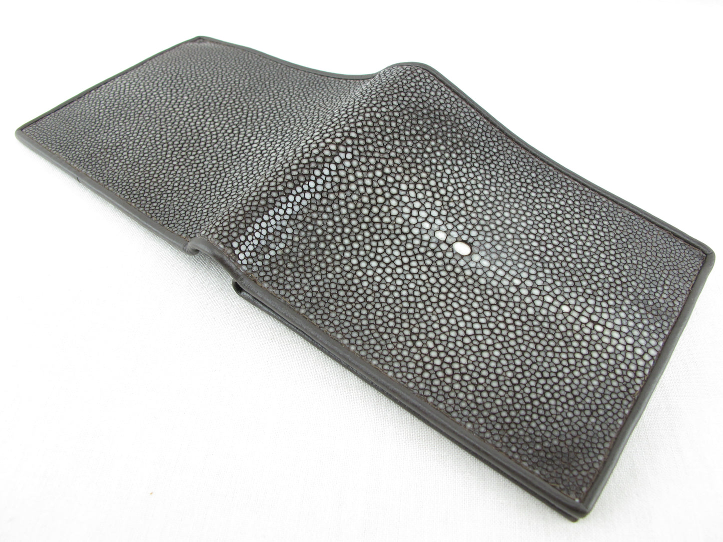Genuine Polished Stingray Skin Leather Soft & Slim Bifold Wallet