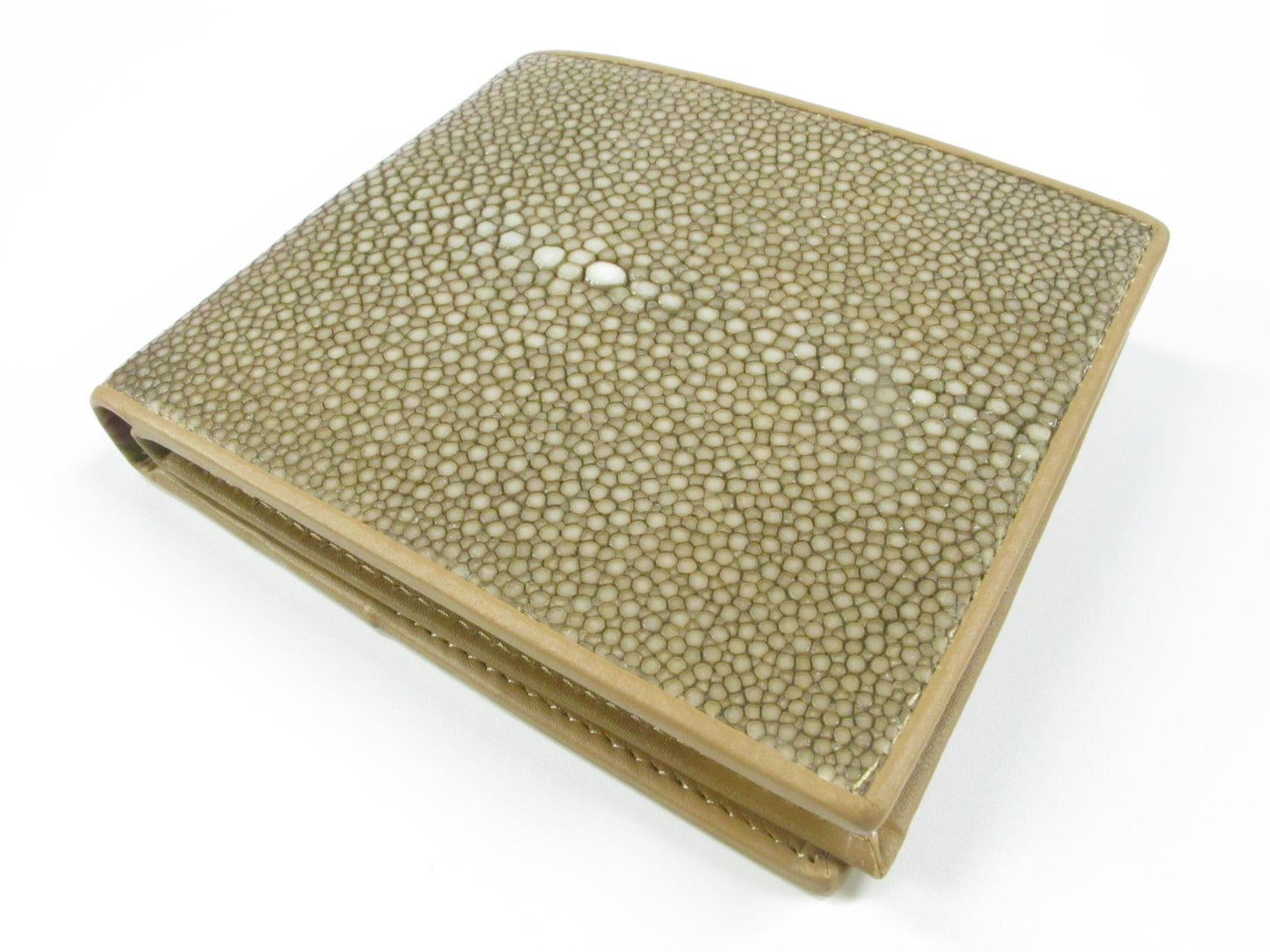 Genuine Polished Stingray Skin Leather Soft & Slim Bifold Wallet