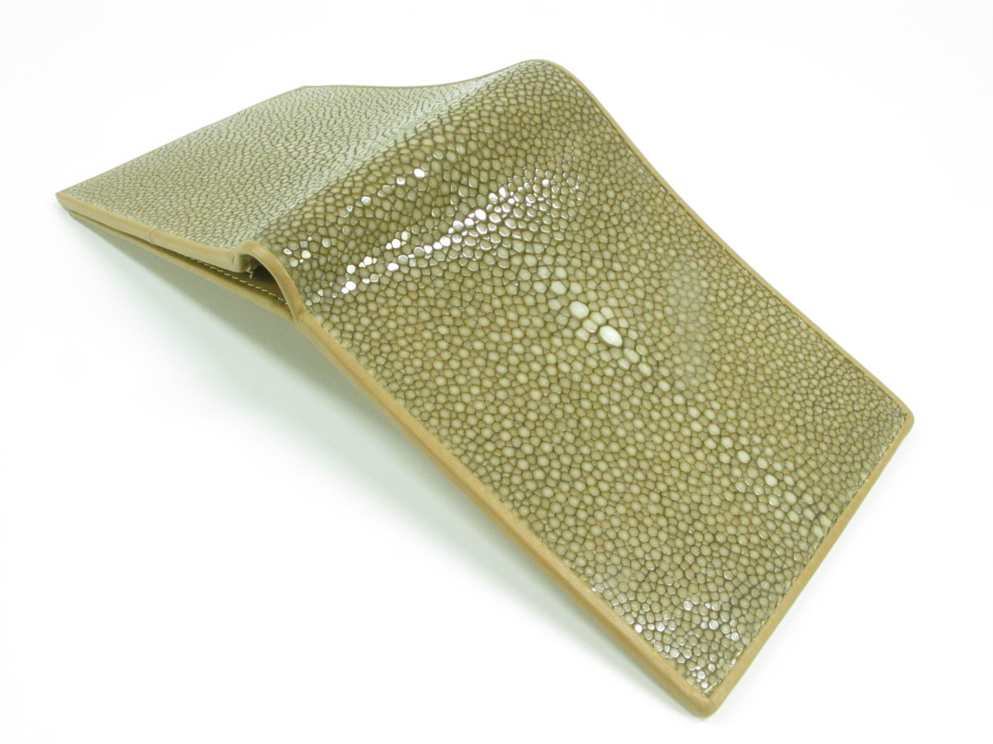 Genuine Polished Stingray Skin Leather Soft & Slim Bifold Wallet