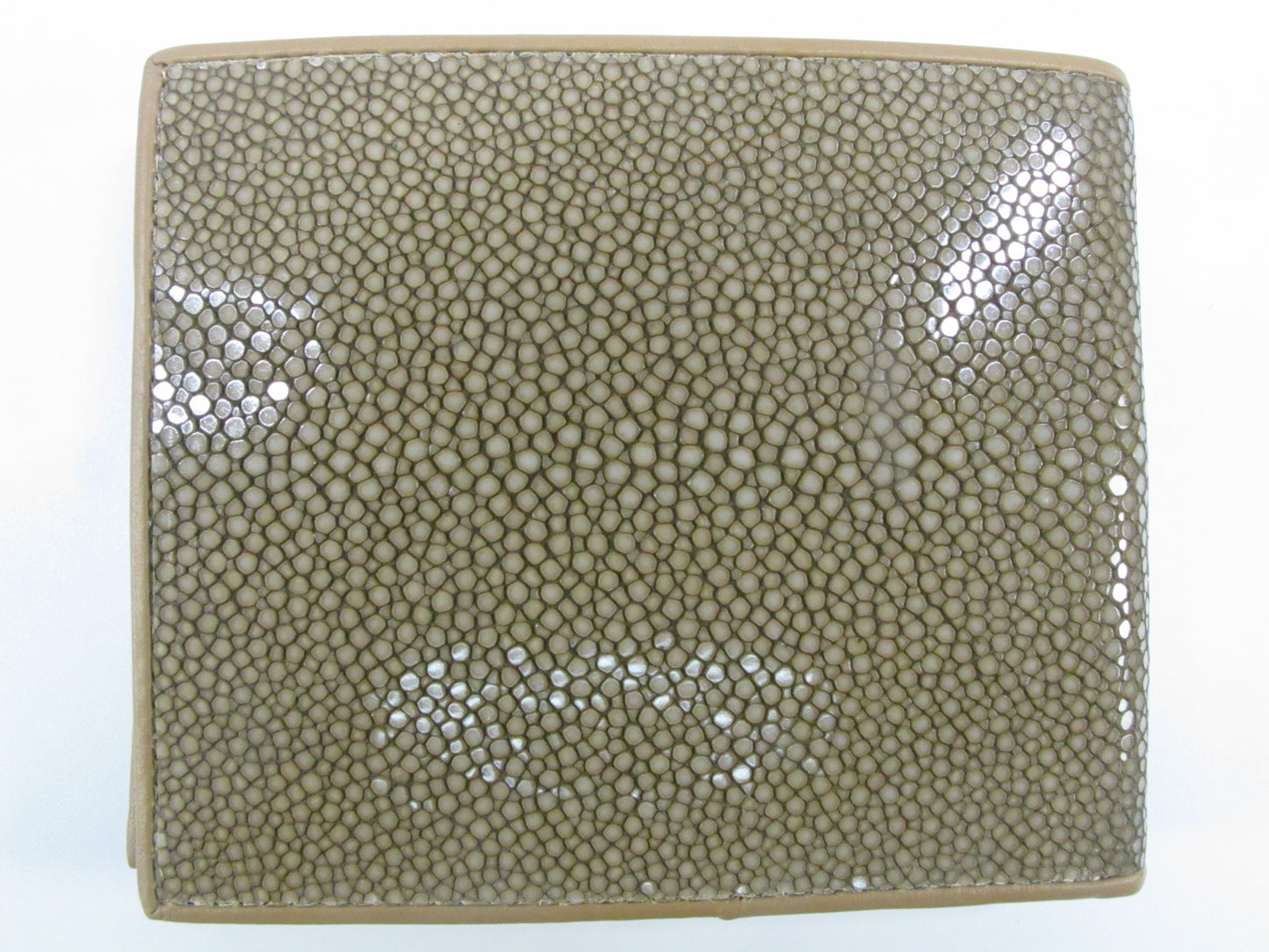 Genuine Polished Stingray Skin Leather Soft & Slim Bifold Wallet