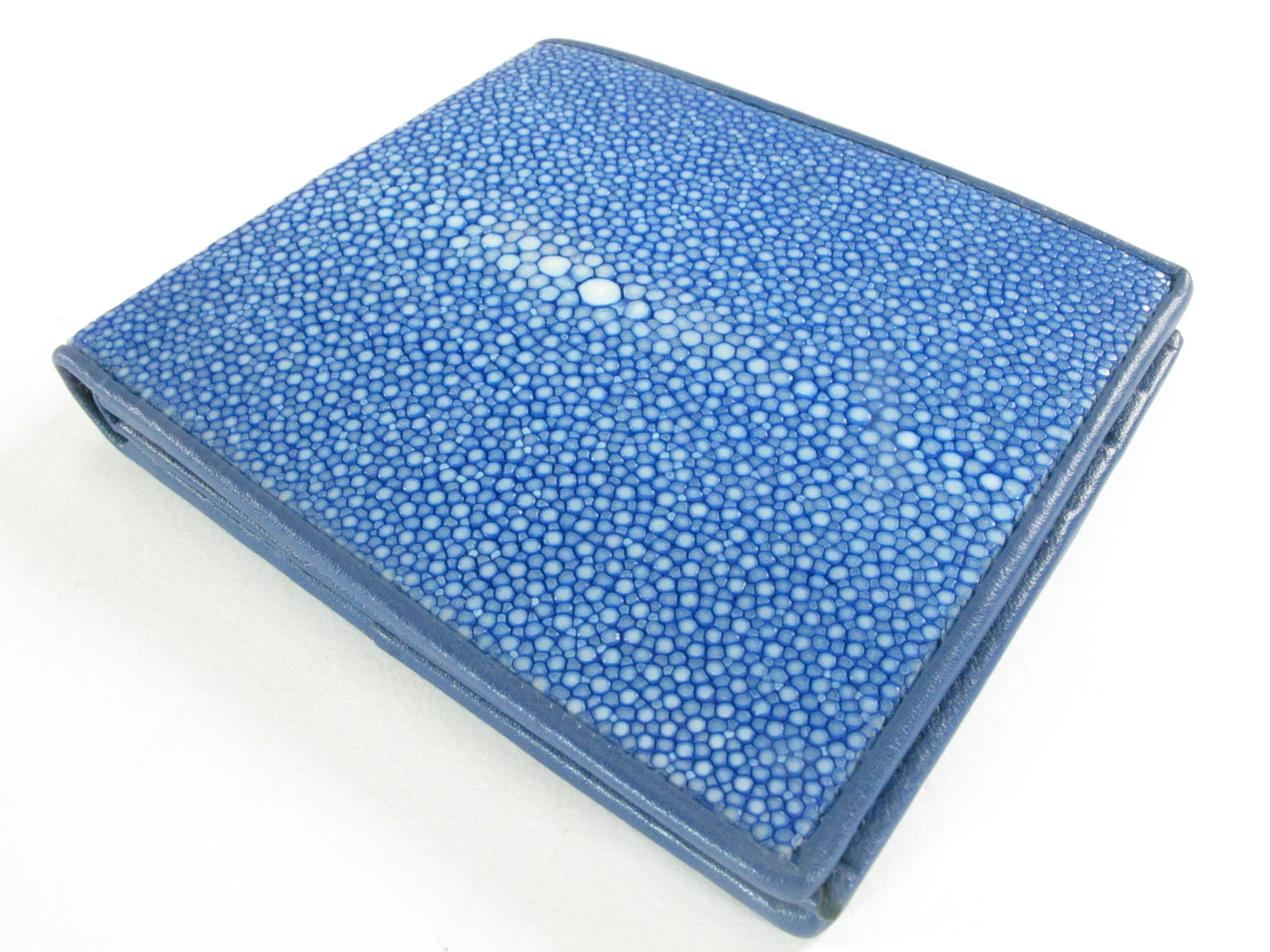 Genuine Polished Stingray Skin Leather Soft & Slim Bifold Wallet