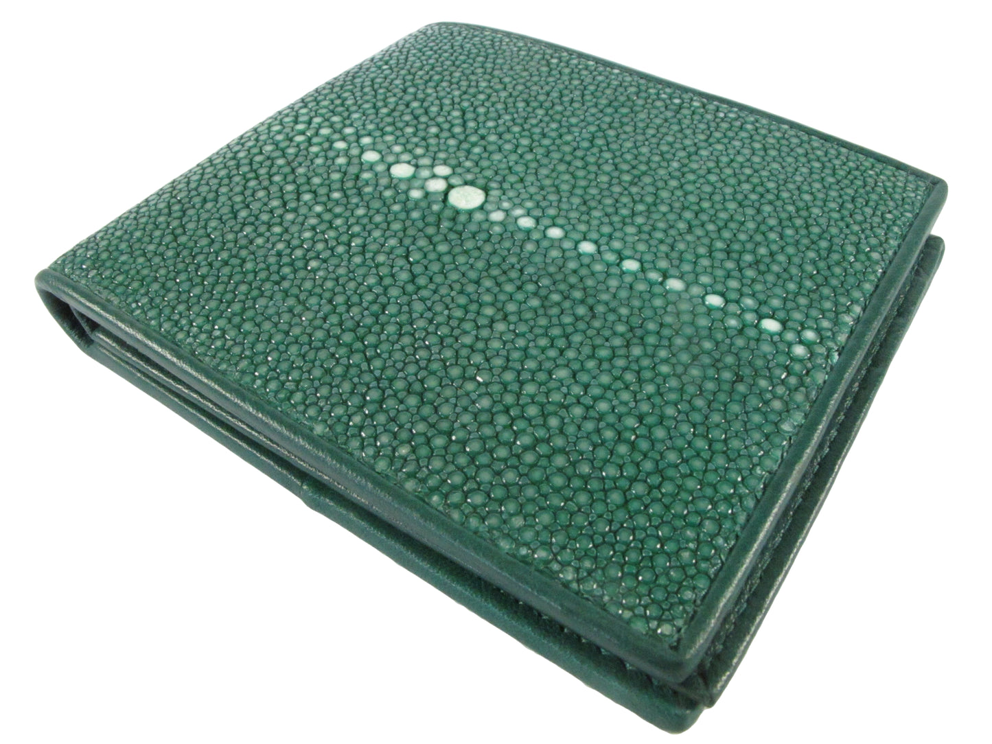 Genuine Polished Stingray Skin Leather Soft & Slim Bifold Wallet
