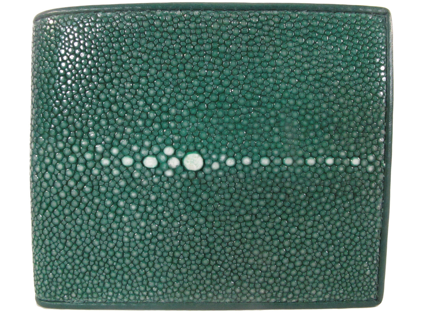 Genuine Polished Stingray Skin Leather Soft & Slim Bifold Wallet