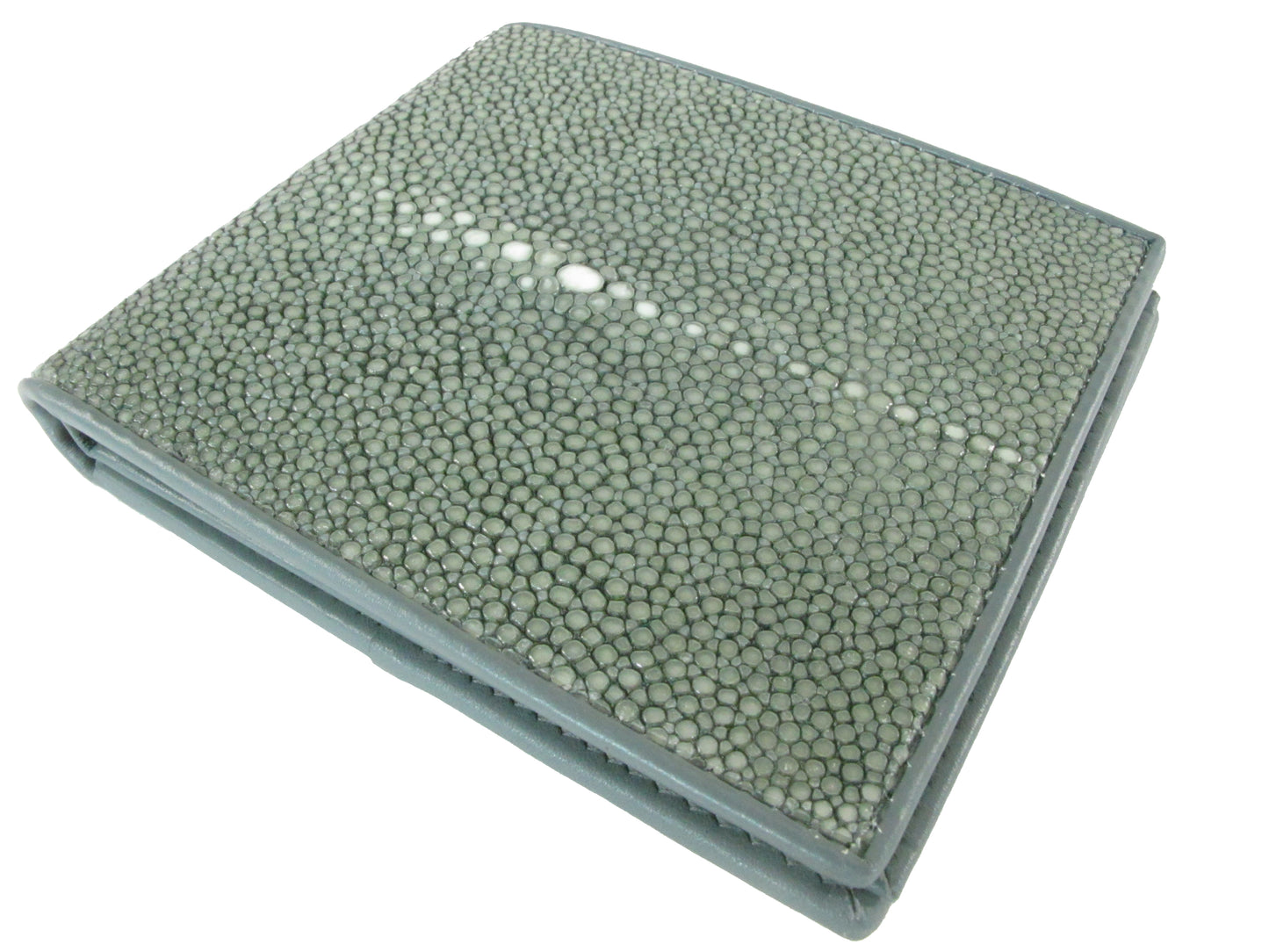 Genuine Polished Stingray Skin Leather Soft & Slim Bifold Wallet