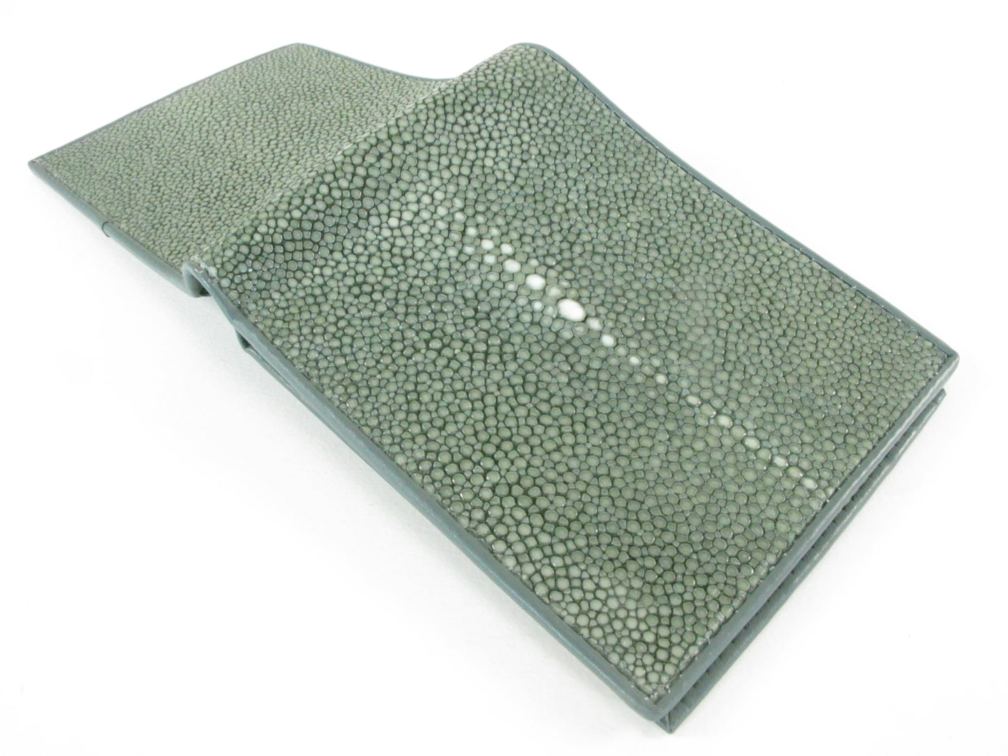 Genuine Polished Stingray Skin Leather Soft & Slim Bifold Wallet