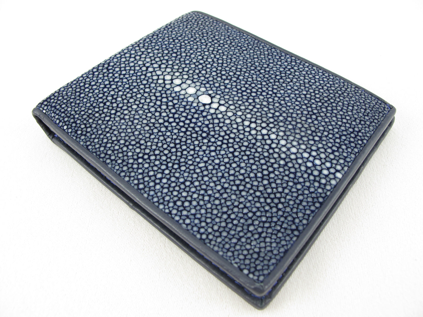 Genuine Polished Stingray Skin Leather Soft & Slim Bifold Wallet