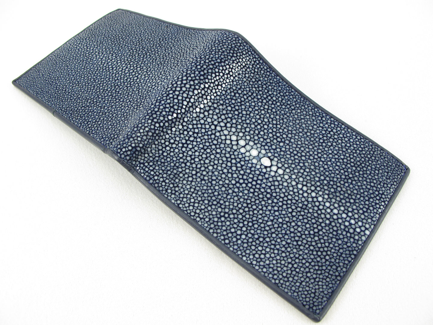 Genuine Polished Stingray Skin Leather Soft & Slim Bifold Wallet