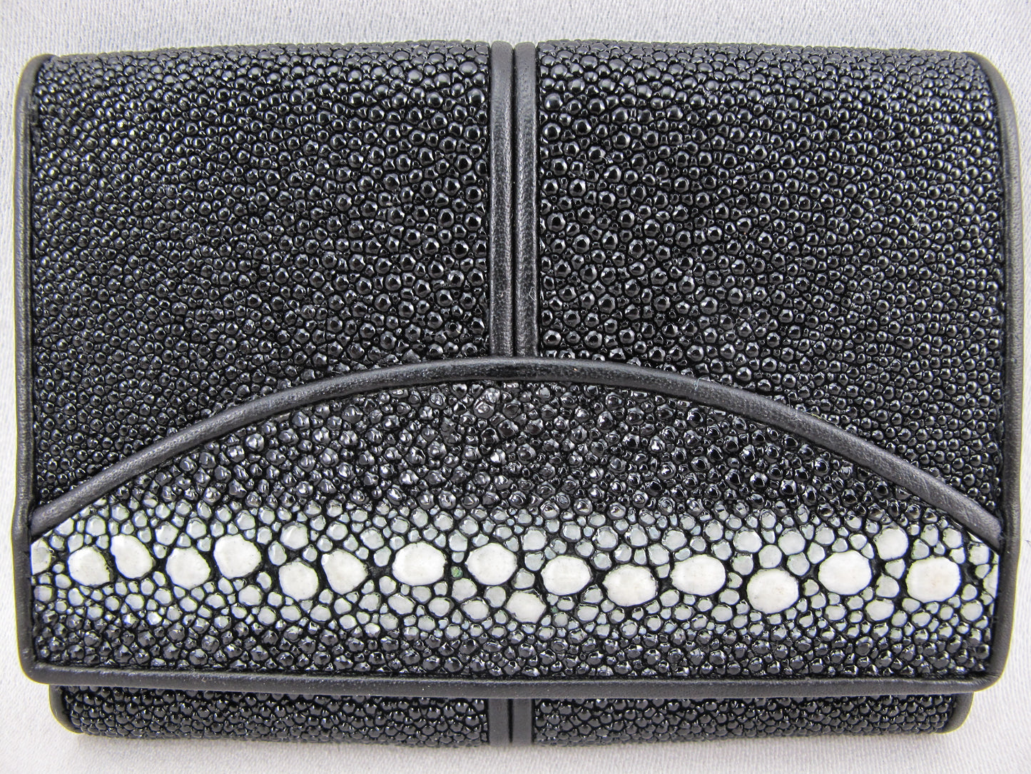Genuine Row Stingray Skin Leather Mini Trifold Wallet